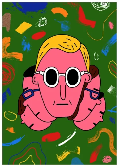 Abstract Character Illustration, maximalist, playful, vibrant