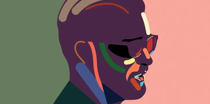 Stylized Portrait Illustration, abstract, flat, vibrant