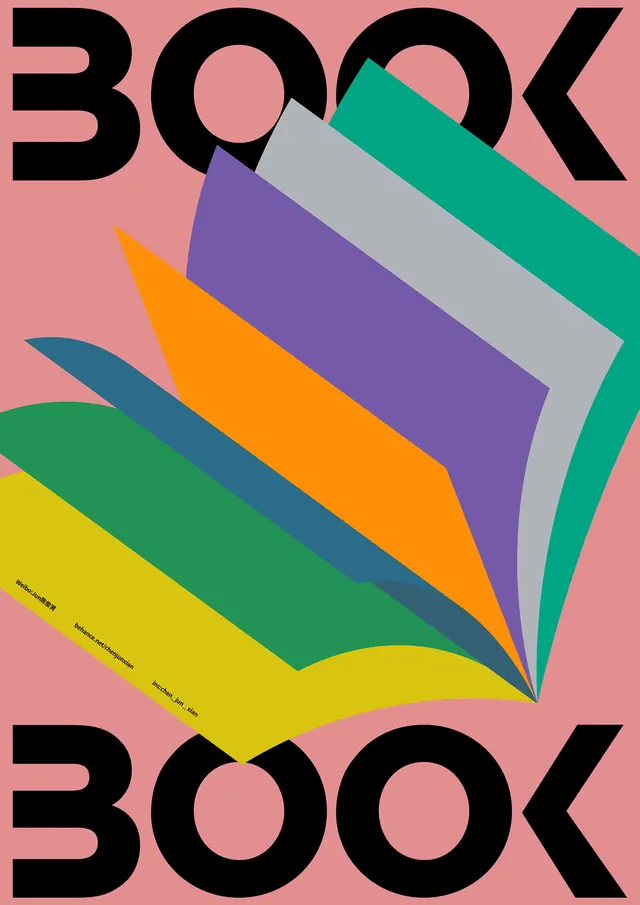 Book Graphic Illustration, geometric, flat, vibrant