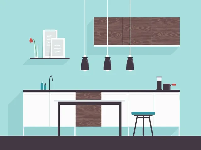 Modern Kitchen Interior Illustration, minimal, flat, light