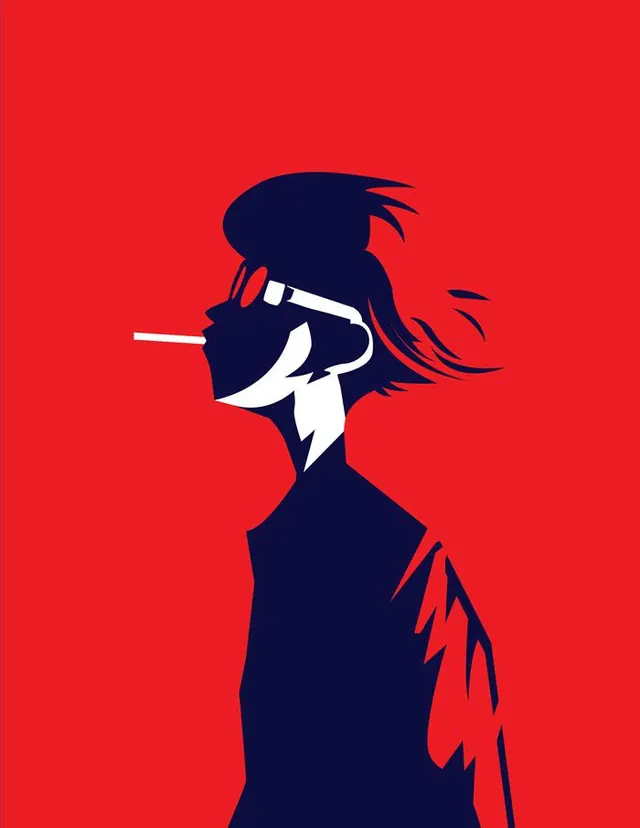 Red-field smoking profile vector portrait, illustrated, flat, vibrant