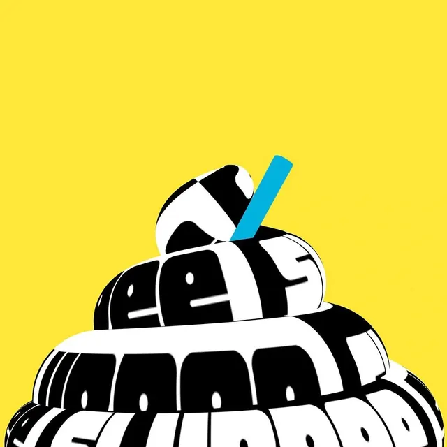 Slurpee typographic swirl illustration, playful, flat, vibrant
