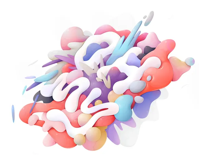 Colorful abstract illustration composition, illustrated, organic, vibrant