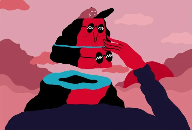 Stylized Portrait Illustration, flat, abstract, vibrant