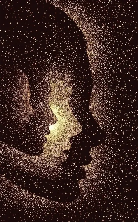 Stardust Profile Portrait, abstract, geometric, dark