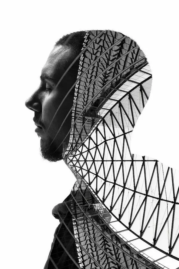 Geometric Line-Art Portrait, minimal, line-art, monochrome