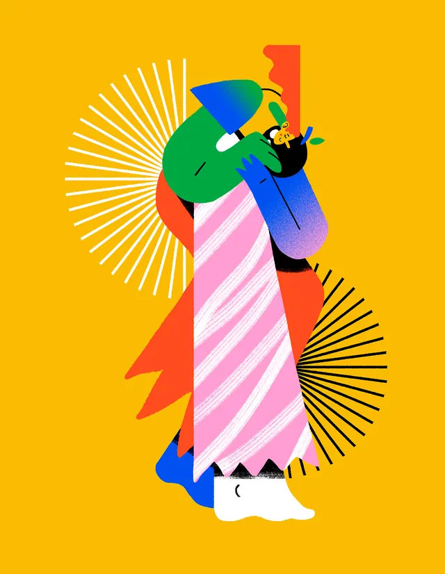 Abstract Character Illustration, playful, abstract, vibrant