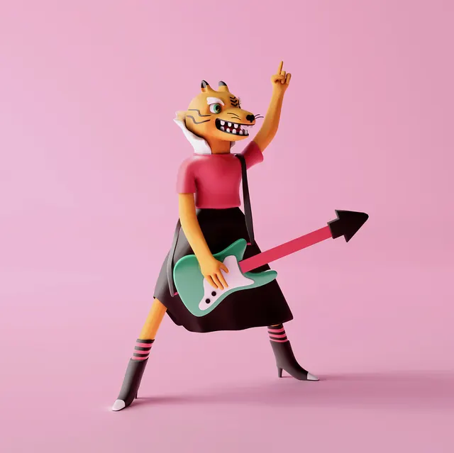 Cartoon Character Illustration, 3d-render, playful, vibrant