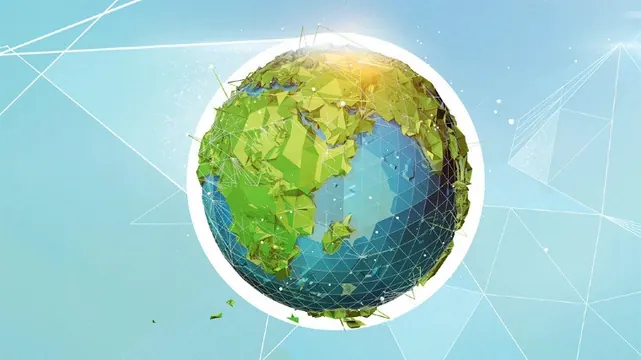 Global Connectivity Illustration, 3d-render, geometric, vibrant