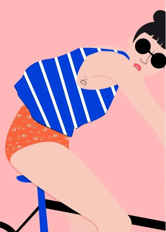Abstract Figure Illustration, minimal, flat, vibrant