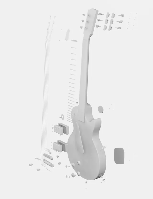 White Electric Guitar Line Art