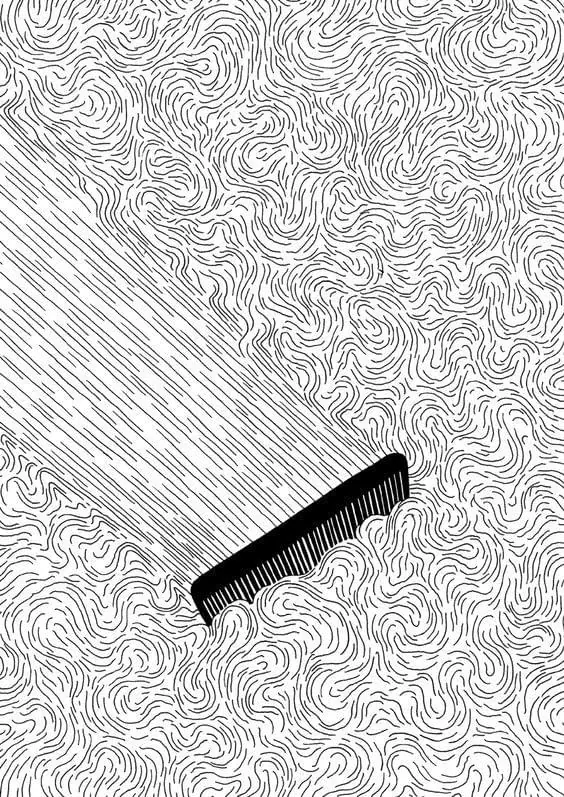 Line Art Comb Illustration, line-art, minimal, monochrome