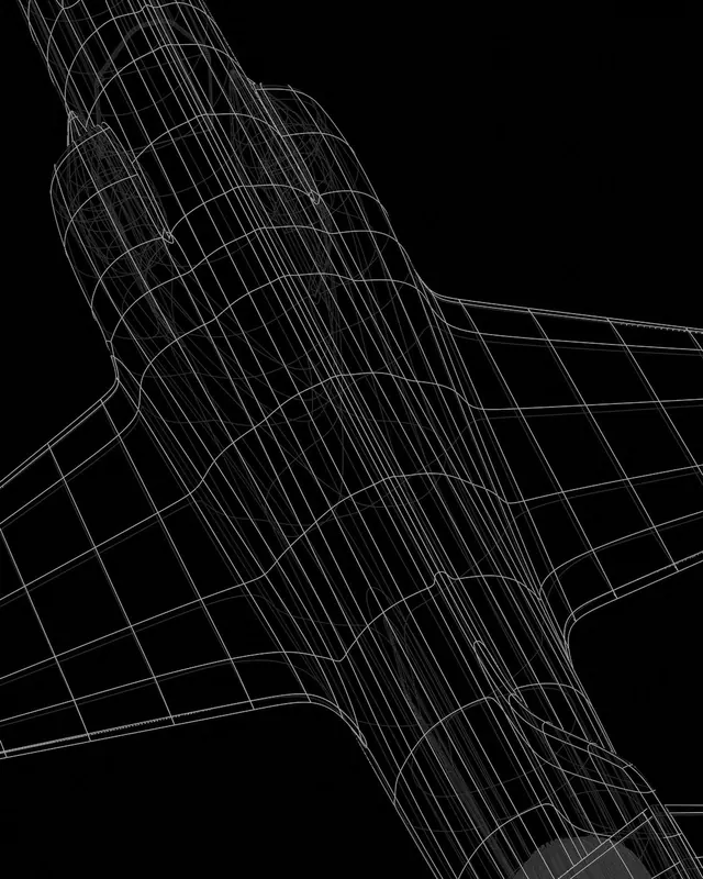 Wireframe Airplane Illustration, minimal, technical, monochrome
