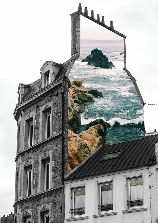 Architectural Mural Illustration, organic, illustrated, muted