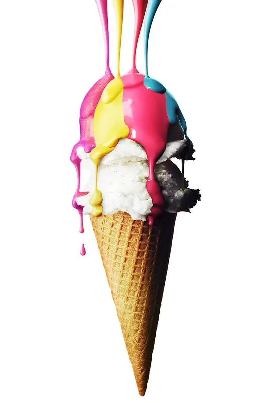 Colorful Melting Ice Cream Cone