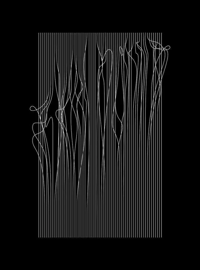 Abstract line drawing on black, minimal, abstract, monochrome