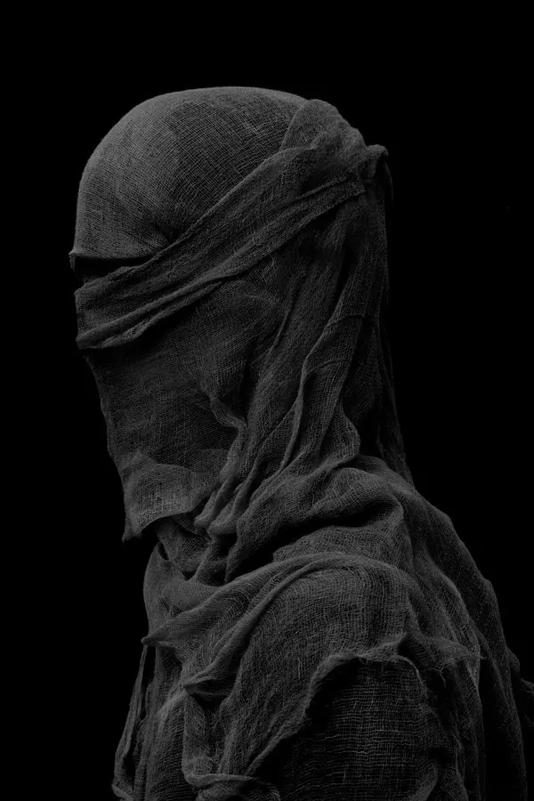 Veiled Figure Illustration, line-art, abstract, monochrome