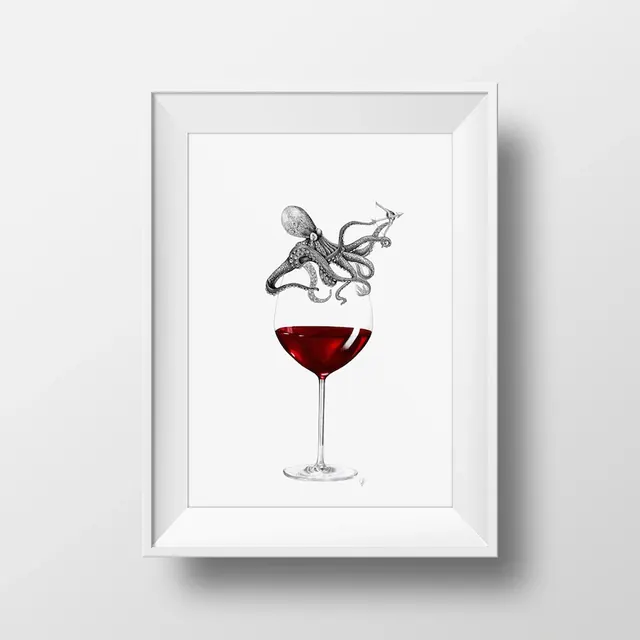 Wine Illustration with Line Art