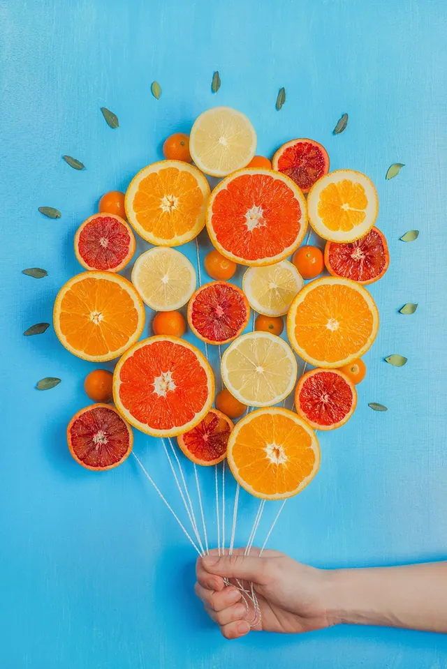Abstract Fruit Illustration, playful, flat, vibrant
