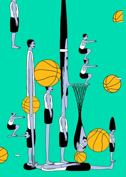Abstract Basketball Figures Illustration, abstract, flat, vibrant