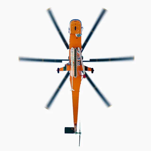 Orange Helicopter Illustration, technical, flat, vibrant