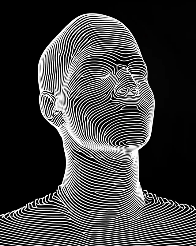 Line Art Portrait, line-art, minimal, monochrome