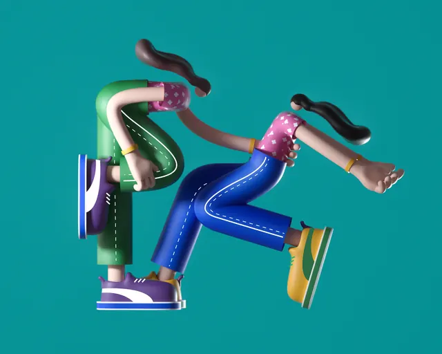 Abstract 3D Character Illustration, 3d-render, playful, vibrant