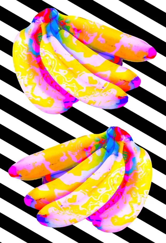 Abstract Banana Illustration, abstract, playful, vibrant