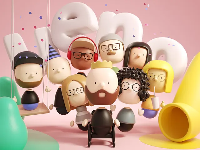 3D Character Illustration Collection, 3d-render, playful, vibrant
