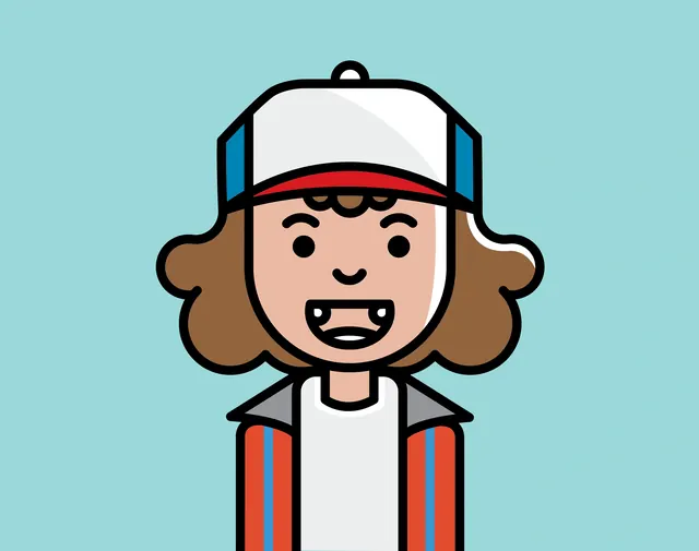 Cartoon Character Illustration, flat, geometric, vibrant