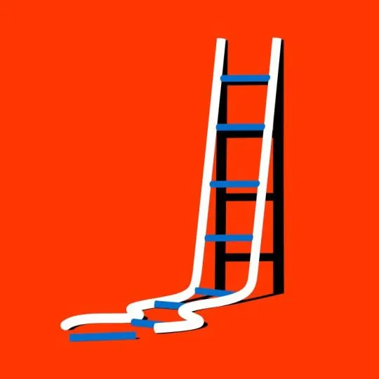 Melting ladder surreal illustration, illustrated, flat, vibrant