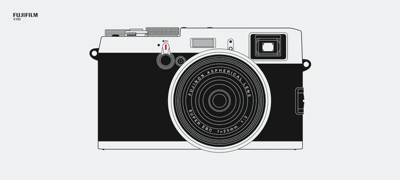 Vintage Camera Illustration, minimal, line-art, monochrome