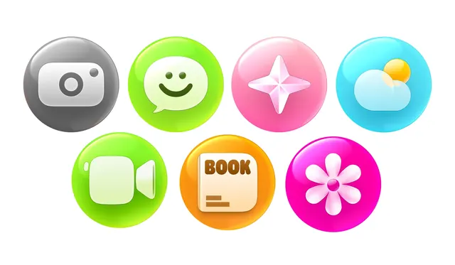 Candy Gloss Icons, 3d-render, playful, vibrant