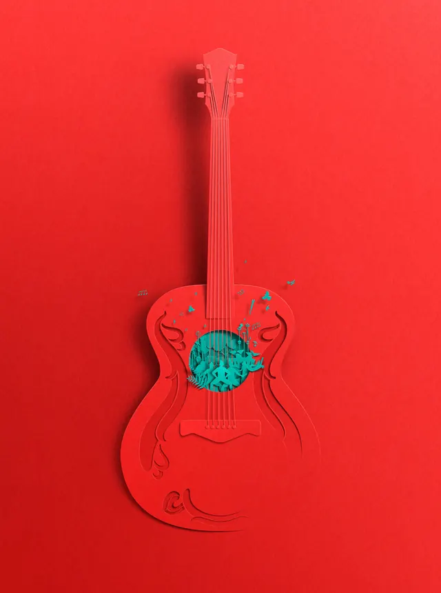 Red Guitar Illustration