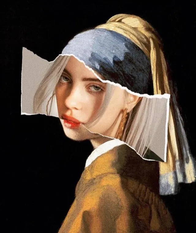 Girl with Pearl Earring Crop Study, illustrated, photographic, dark