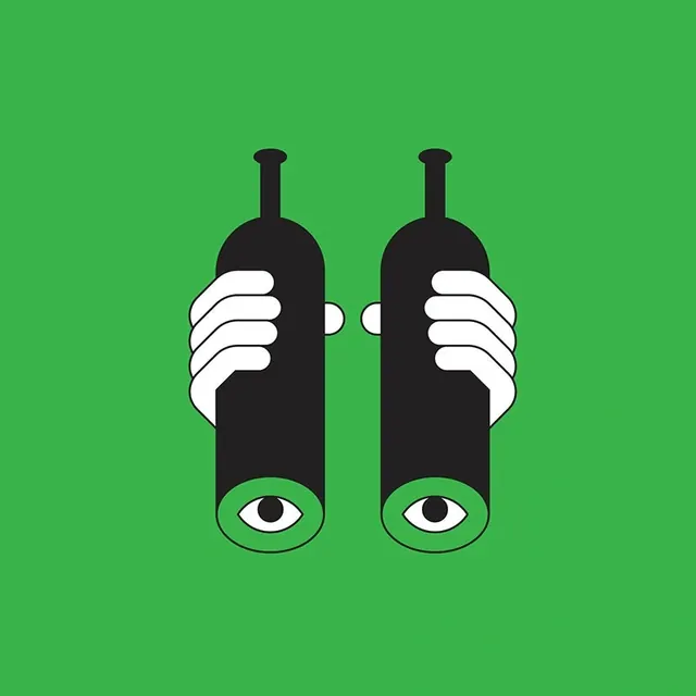 Binoculars with hands illustration, illustrated, playful, vibrant