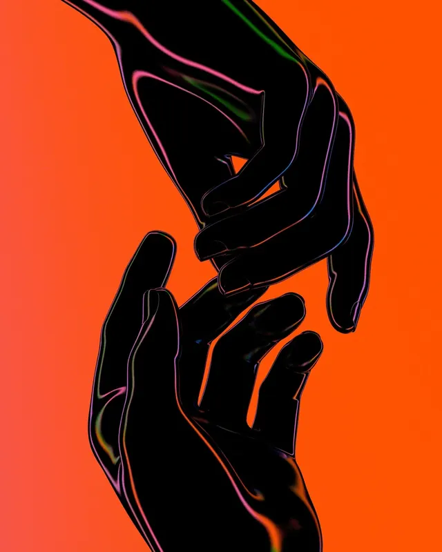 Abstract Line Art Hands, line-art, abstract, vibrant
