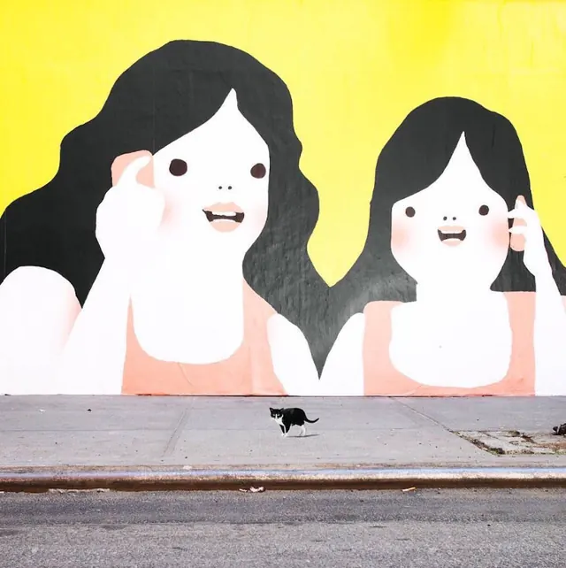 Street Art Mural Illustration, minimal, flat, vibrant