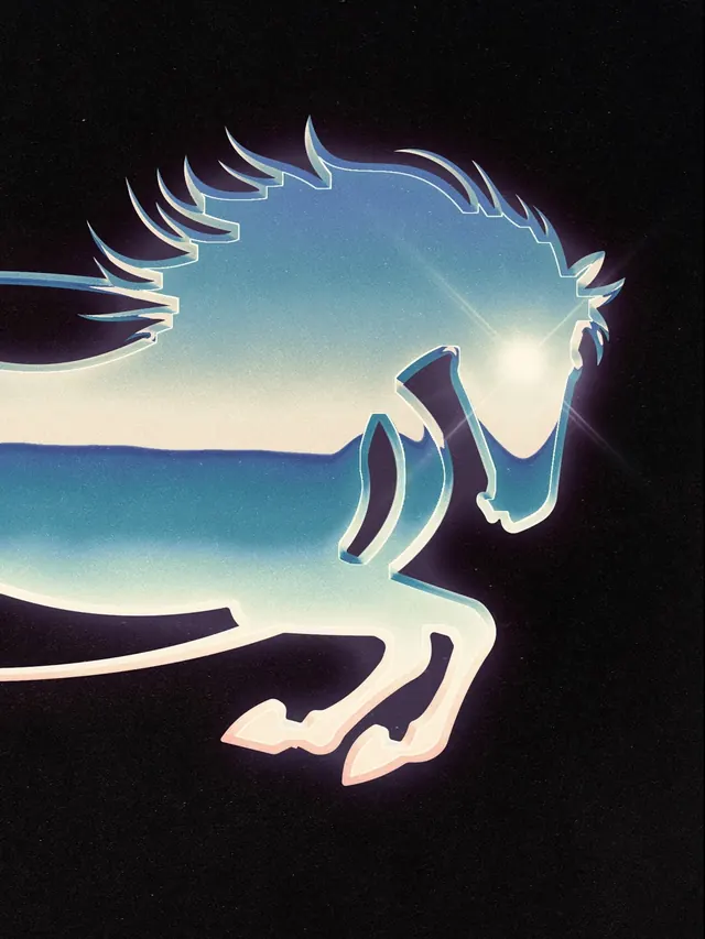 No. 210 HORSEPOWER: Stylized horse illustration series (slide 3), illustrated, gradient-heavy, dark
