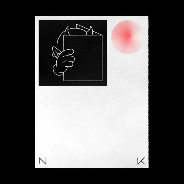 Illustrated character holding branded box, illustrated, minimal, dark