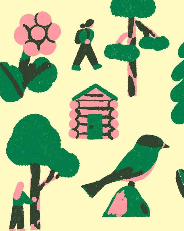 Pyhä Unplugged festival illustrations, illustrated, organic, pastel