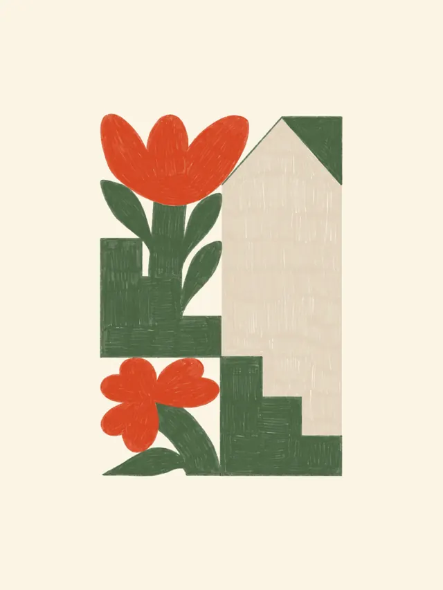 Home definition illustration series with house forms, illustrated, minimal, warm