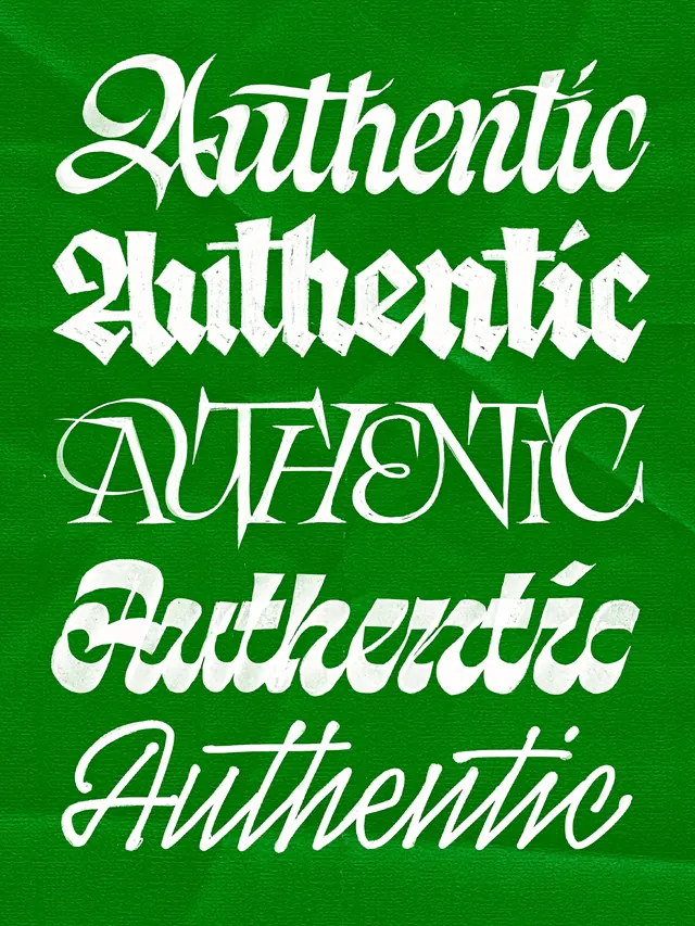 Authentic lettering study in three color variations (slide 1)