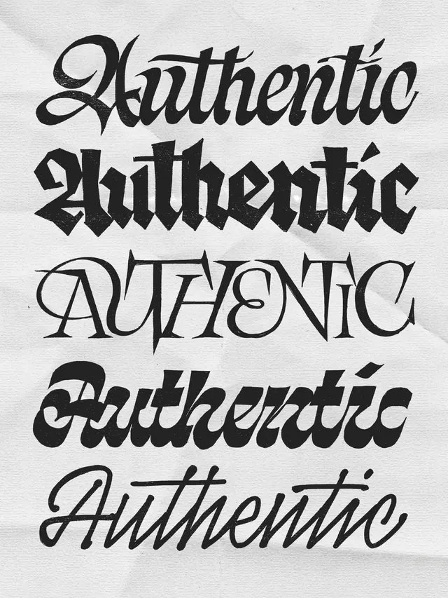 Authentic lettering study in three color variations (slide 3)