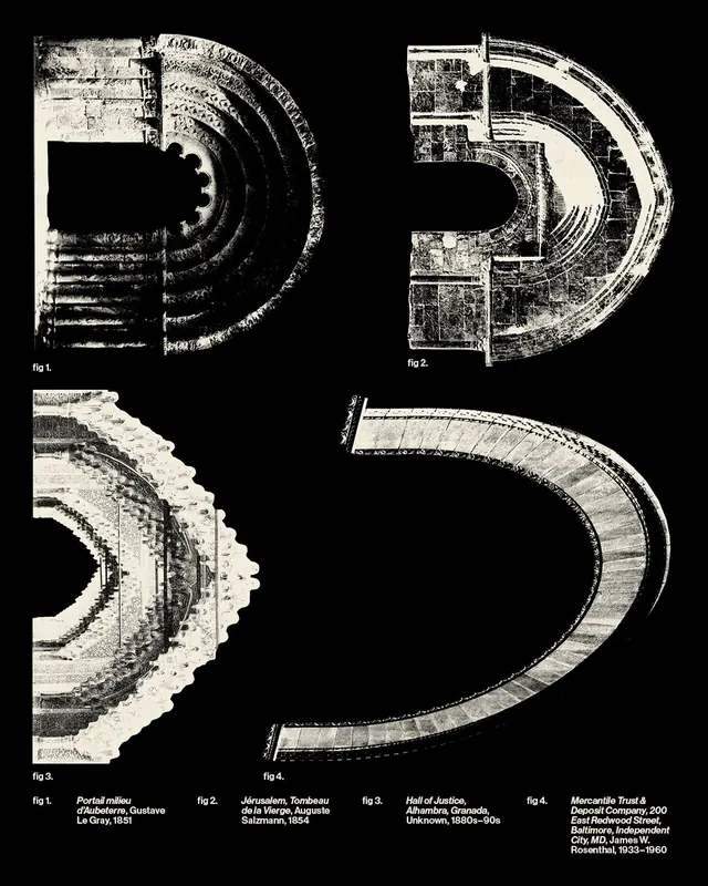 Typography series \"D for Dalet\" (slide 3), typographic, experimental, monochrome
