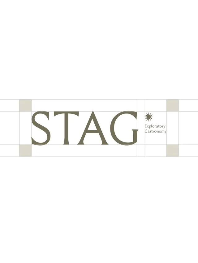 Stag identity and culinary brand mockups (slide 2), geometric, editorial, monochrome
