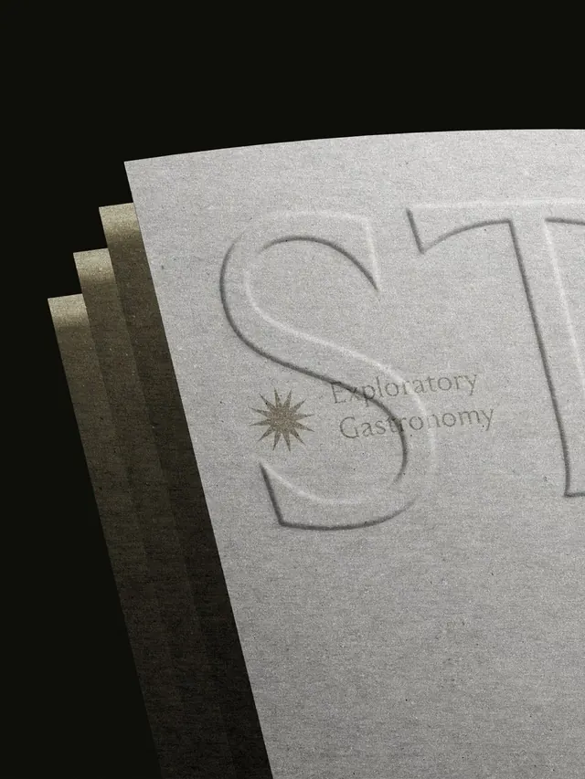 Stag identity and culinary brand mockups (slide 5), geometric, editorial, monochrome