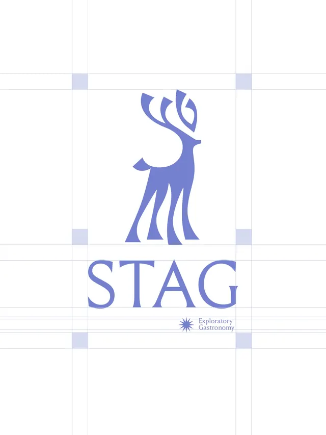 Stag identity and culinary brand mockups (slide 6), geometric, editorial, monochrome