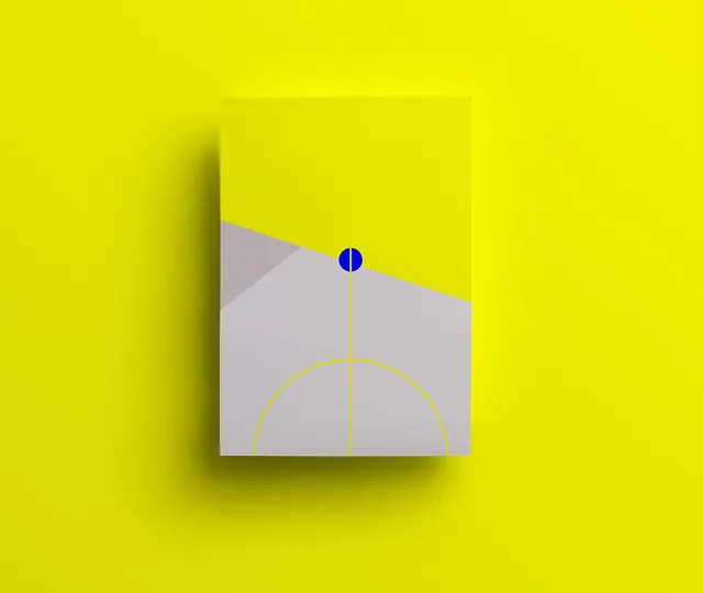 Yellow and gray geometric illustration with circle and triangle, geometric, abstract, vibrant