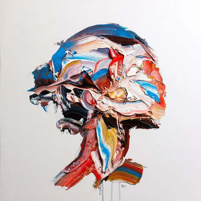 Expressive portrait with bold painterly strokes, illustrated, abstract, vibrant